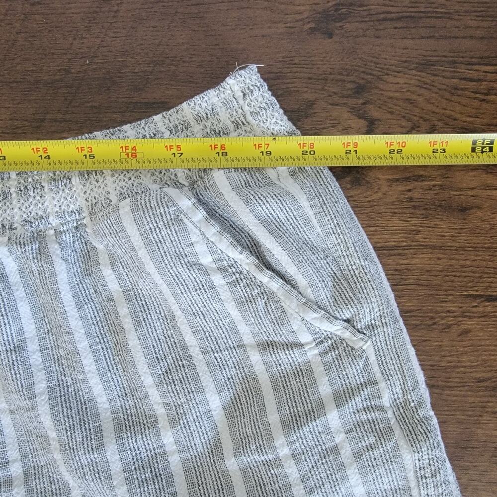 Linen Blend Boho Shorts Women XXL Preppy Coastal Nautical Black Pinstripe Briggs - Picture 4 of 11